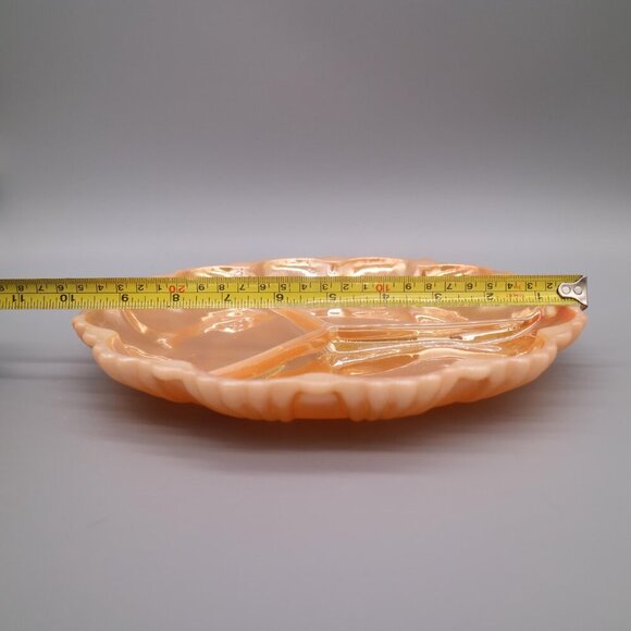 Vintage Anchor Hocking Fire King Peach Lustre Divided Relish Tray Dish Scallope - Picture 5 of 6